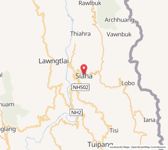Map of Saiha, Mizoram