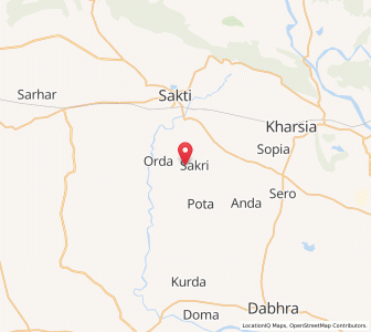 Map of Sakarra, Chhattisgarh