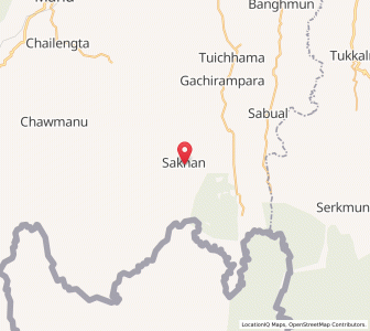 Map of Sakhan, Tripura