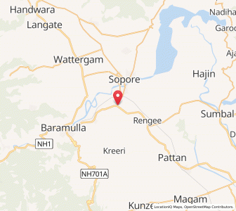 Map of Sangrom, Kashmir