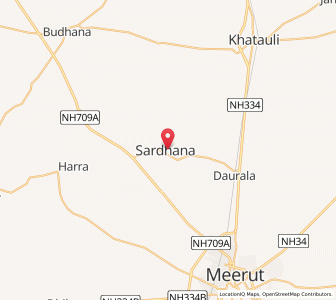 Map of Sardhana, Uttar Pradesh