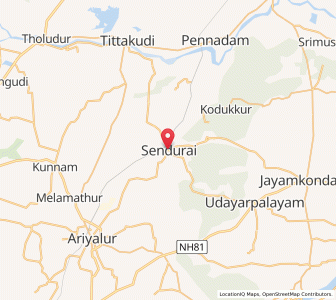 Map of Sendurai, Tamil Nadu