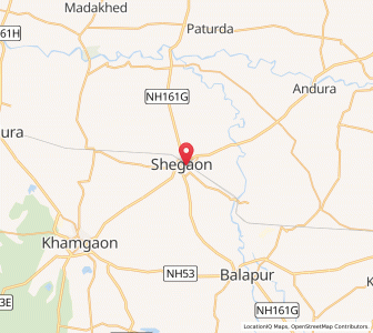 Map of Shegaon, Maharashtra