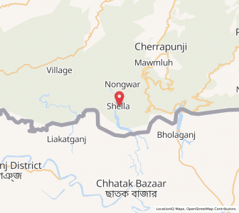 Map of Shella, Meghalaya