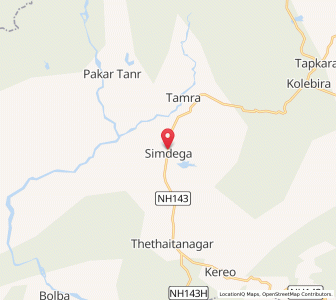 Map of Simdega, Jharkhand