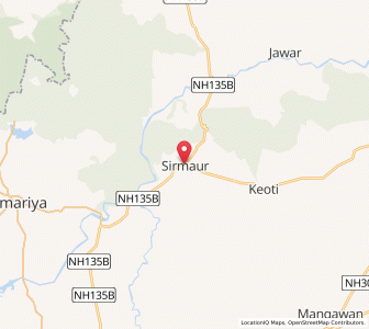 Map of Sirmaur, Madhya Pradesh