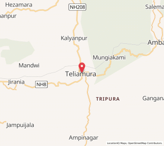 Map of Teliamura, Tripura