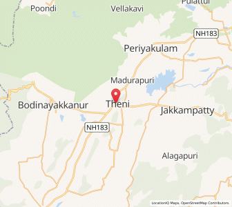 Map of Teni, Tamil Nadu