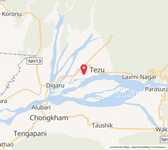 Map of Tezu, Arunachal Pradesh