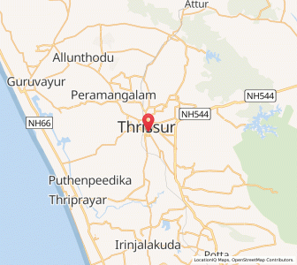 Map of Thrissur, Kerala