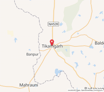 Map of Tikamgarh, Uttar Pradesh