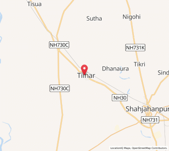 Map of Tilhar, Uttar Pradesh