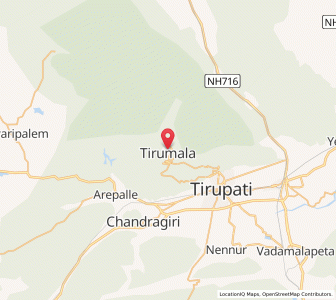 Map of Tirumala, Andhra Pradesh