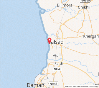 Map of Tithal, Gujarat
