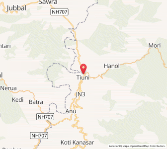 Map of Tiuni, Uttarakhand