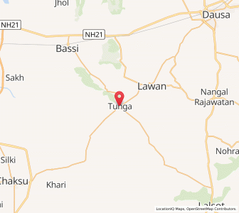Map of Tunga, Rajasthan