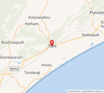 Map of Tuni, Andhra Pradesh