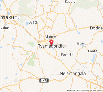 Map of Tyamagondal, Karnataka