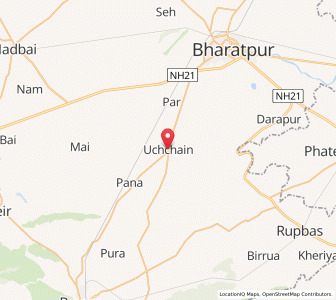 Map of Uchen, Rajasthan