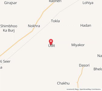 Map of Udit, Rajasthan