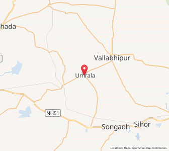 Map of Umrala, Gujarat