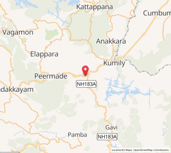 Map of Vandiperiyar, Kerala