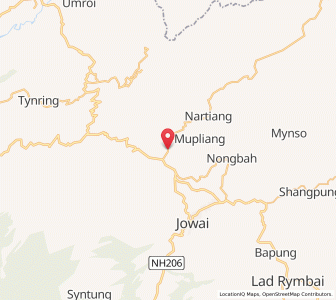 Map of Wahjajer, Meghalaya