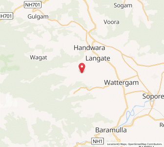Map of Wajahom, Kashmir