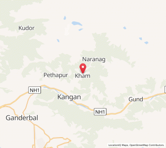 Map of Wanyearam, Kashmir
