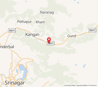 Map of Yichhahom, Kashmir