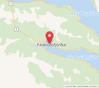 Map of Fáskrúðsfjörður, East