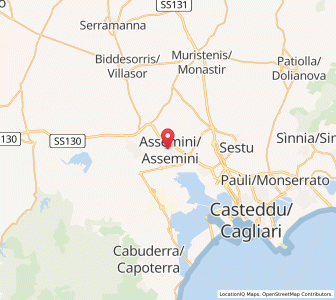 Map of Assemini, Sardinia