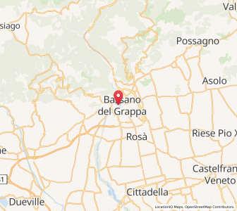 Map of Bassano del Grappa, Veneto