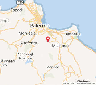 Map of Belmonte Mezzagno, Sicily
