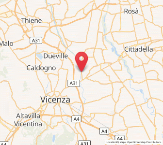 Map of Bolzano Vicentino, Veneto