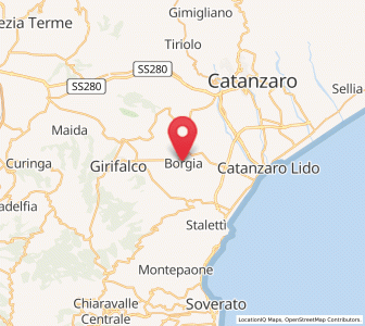 Map of Borgia, Calabria