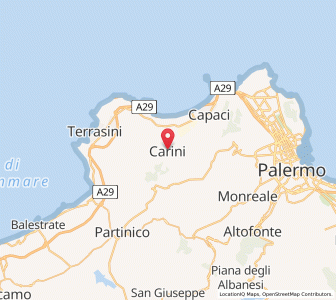 Map of Carini, Sicily