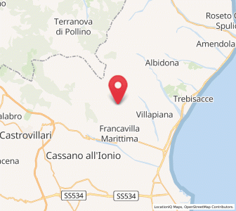 Map of Cerchiara di Calabria, Calabria