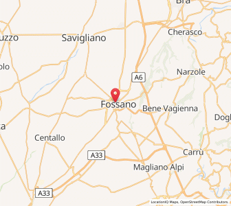 Map of Fossano, Piedmont