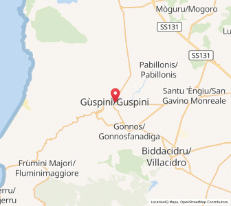 Map of Guspini, Sardinia