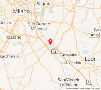 Map of Melegnano, Lombardy