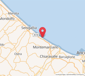 Map of Montignano-Marzocca, The Marches
