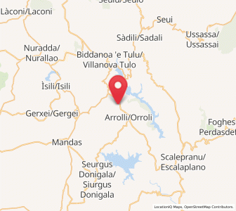 Map of Nurri, Sardinia