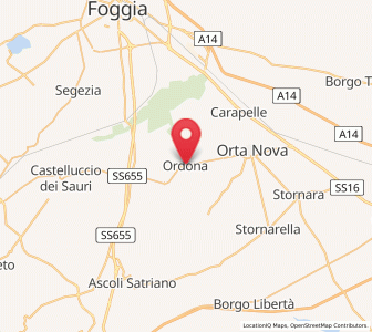 Map of Ordona, Apulia