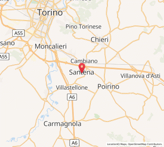Map of Santena, Piedmont