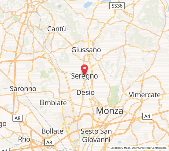 Map of Seregno, Lombardy