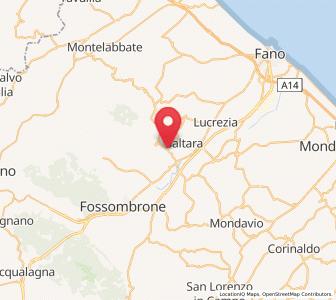 Map of Serrungarina, The Marches
