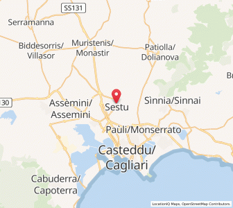 Map of Sestu, Sardinia