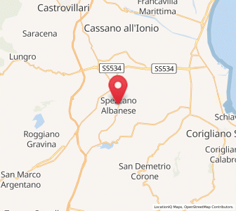 Map of Spezzano Albanese, Calabria