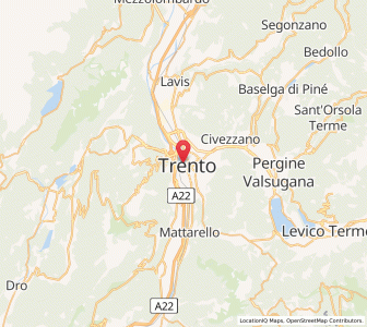 Map of Trento, Trentino-Alto Adige